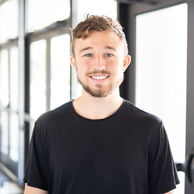 Resident smiling in black shirt