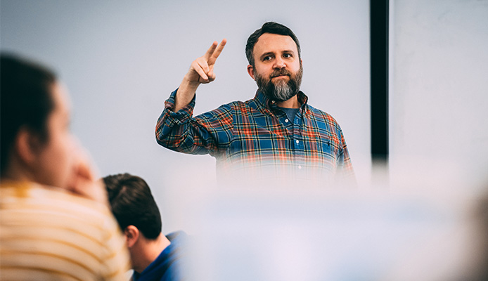 Instructor teaching in a classroom